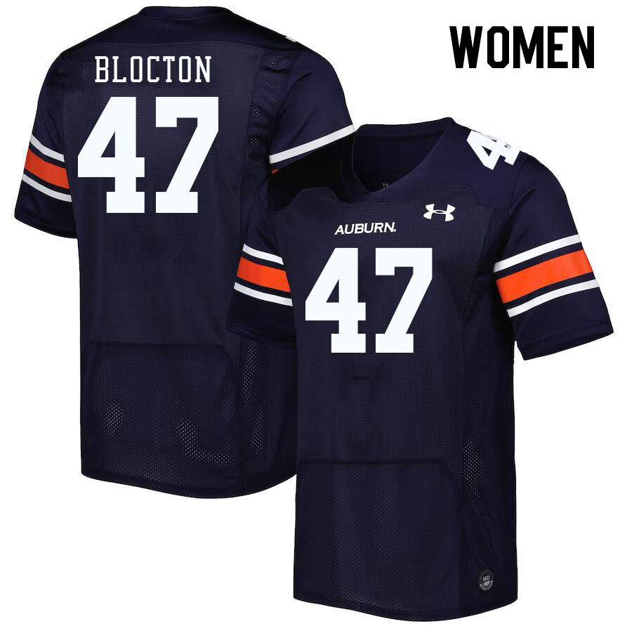 Women #47 Malik Blocton Auburn Tigers College Football Jerseys Stitched-Navy